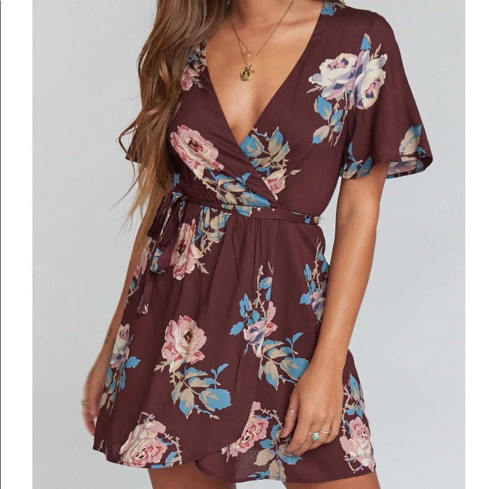 Show Me Your Mumu Andrea Chocolate Floral Wrap Dress